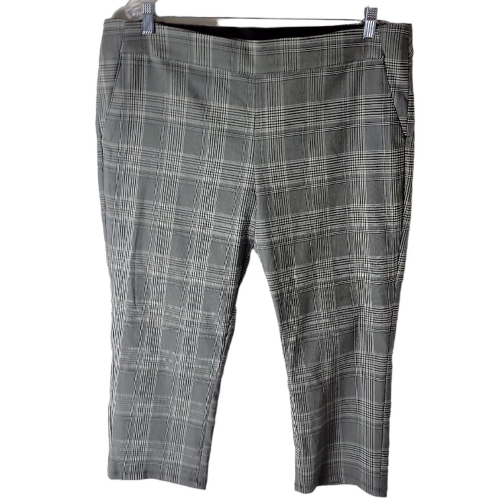 Simply Vera Vera Wang gray plaid stretch capri pants women's plus size XXL